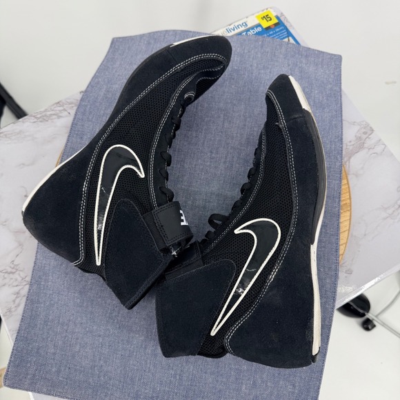 Nike Speedsweep VII Wrestling Shoes Mens 9.5 Black White 366683-001 High Top - Picture 6 of 9